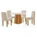 Mesa de Jantar 4 Lugares Austrália com Vidro Castanho/Cinamomo/Suede Creme 17017 - Lj Móveis