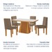 Mesa de Jantar 4 Lugares Austrália com Vidro Castanho/Cinamomo/Suede Capuccino - Lj Móveis