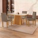 Mesa de Jantar 4 Lugares Austrália com Vidro Castanho/Cinamomo/Suede Capuccino - Lj Móveis