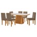 Mesa de Jantar 6 Lugares Austrália com Vidro Castanho/Cinamomo/Suede Capuccino - Lj Móveis
