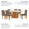 Mesa de Jantar 6 Lugares Austrália com Vidro Castanho/Cinamomo/Suede Capuccino - Lj Móveis