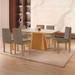 Mesa de Jantar 6 Lugares Austrália com Vidro Castanho/Cinamomo/Suede Capuccino - Lj Móveis