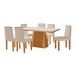 Mesa de Jantar 6 Lugares Austrália com Vidro Castanho/Cinamomo/Suede Creme - Lj Móveis