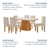 Mesa de Jantar 6 Lugares Austrália com Vidro Castanho/Cinamomo/Suede Creme - Lj Móveis