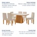 Mesa de Jantar 6 Lugares Austrália com Vidro Castanho/Cinamomo/Suede Creme - Lj Móveis