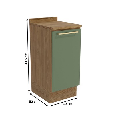 Balcão de Cozinha 40 Cm Isabel 1 Porta Nogueira/Verde - Kappesberg