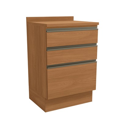 Balcão de Cozinha 60 Cm Mônica 3 Gavetas Canela - Kappesberg