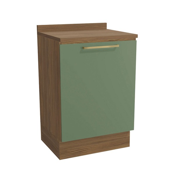 Balcão de Cozinha 60 Cm Isabel 1 Porta Nogueira/Verde - Kappesberg