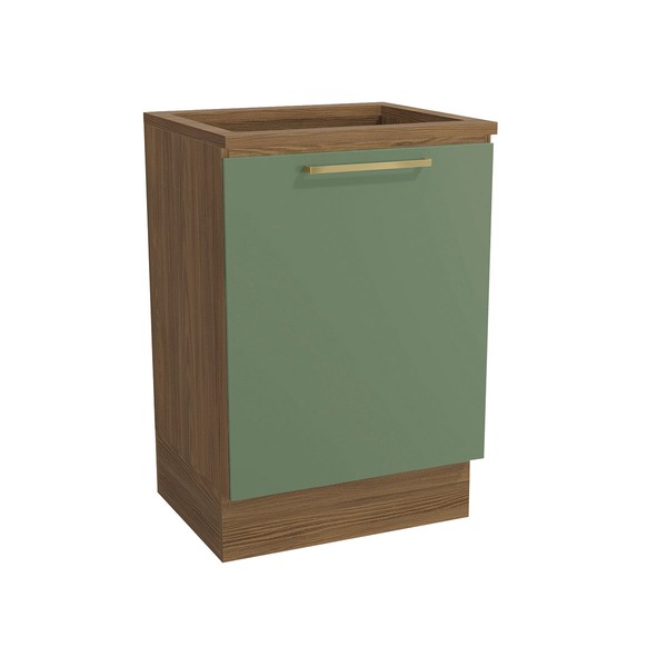 Balcão de Cozinha 60 Cm Isabel 1 Porta Nogueira/Verde - Kappesberg