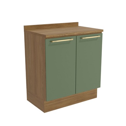 Balcão de Cozinha 80 Cm Isabel 2 Portas Nogueira/Verde - Kappesberg