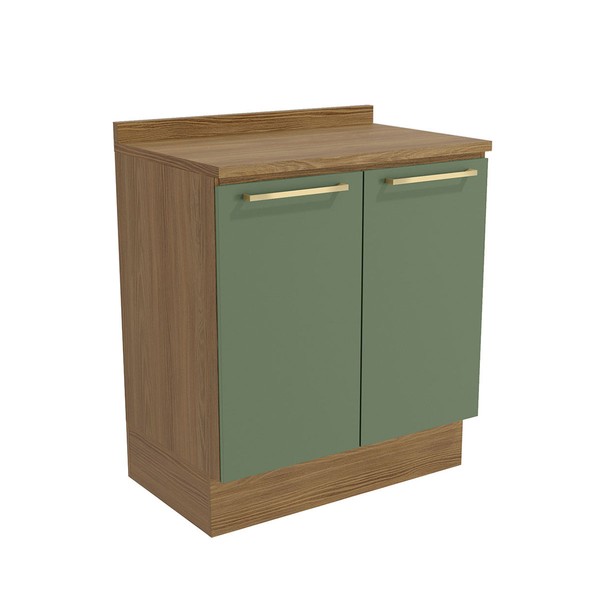 Balcão de Cozinha 80 Cm Isabel 2 Portas Nogueira/Verde - Kappesberg