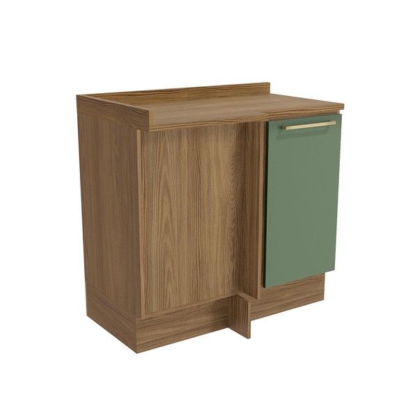 Balcão de Cozinha de Canto Isabel 1 Porta Verde/Nogueira - Kappesberg