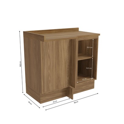 Balcão de Cozinha de Canto Isabel 1 Porta Verde/Nogueira - Kappesberg