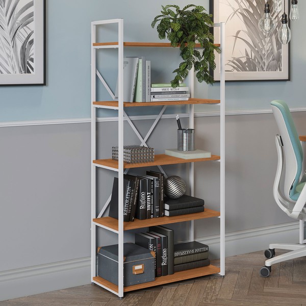 Estante para Livros Albi 4 Prateleiras Canela/Branco - Kappesberg