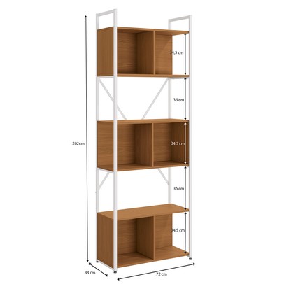 Estante para Livros Dili Canela/Branco Brilho - Kappesberg