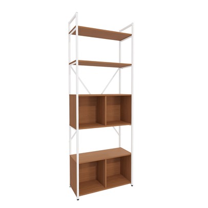 Estante para Livros Dijon 4 Portas Canela/Branco Fosco - Kappesberg