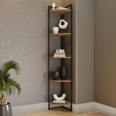 Estante para Livros Annecy 5 Prateleiras Freijó/Preto Fosco - Kappesberg