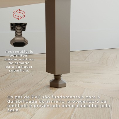 Armário de Cozinha Safira 8 Portas 2 Gavetas Ripado Cinamomo/Off White - Pnr Móveis