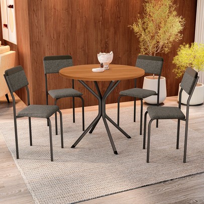 Mesa de Jantar 4 Lugares Annecy Preto Fosco - Kappesberg