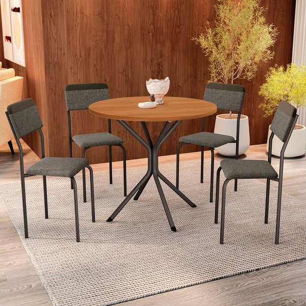 Mesa de Jantar 4 Lugares Annecy Preto Fosco - Kappesberg