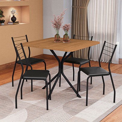 Mesa de Jantar 4 Lugares Amaryllis Canela/Preto - Kappesberg