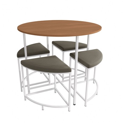 Mesa de Jantar 4 Lugares Bremen Canela/Branco Brilho - Kappesberg