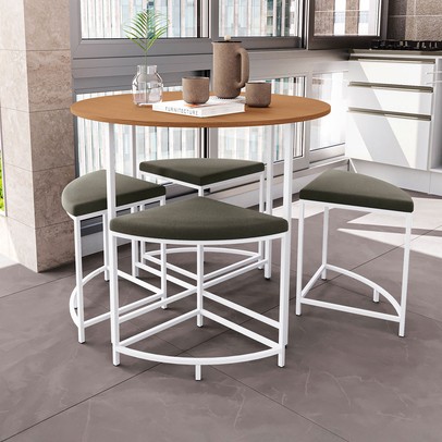 Mesa de Jantar 4 Lugares Bremen Canela/Branco Brilho - Kappesberg
