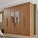 Guarda-Roupa Casal Itália 6 Portas 4 Gavetas com Espelho Cinamomo - Pnr Móveis