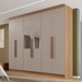 Guarda-Roupa Casal Itália 6 Portas 4 Gavetas com Espelho Cinamomo/Off White - Pnr Móveis