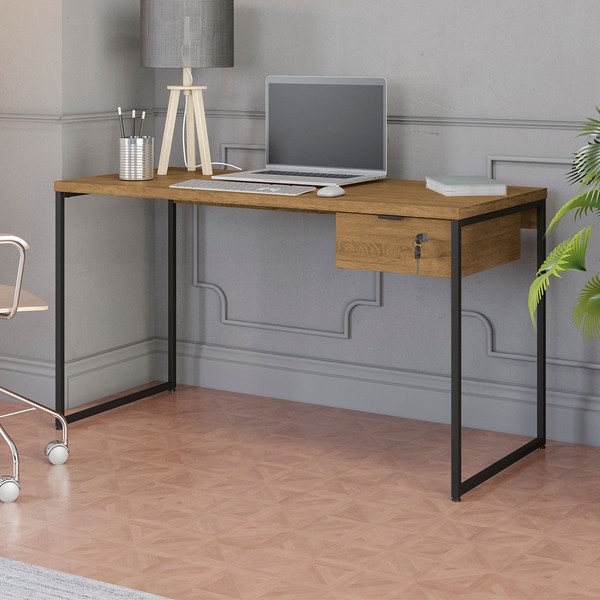 Mesa Escrivaninha Chełm 1 Gaveta Freijó/Preto Fosco - Kappesberg