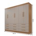 Guarda-Roupa Casal Monte Negro 6 Portas 9 Gavetas Cinamomo/Off White - Pnr Móveis