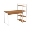 Mesa Escrivaninha Vitale 2 Prateleiras Canela/Branco Brilho - Kappesberg