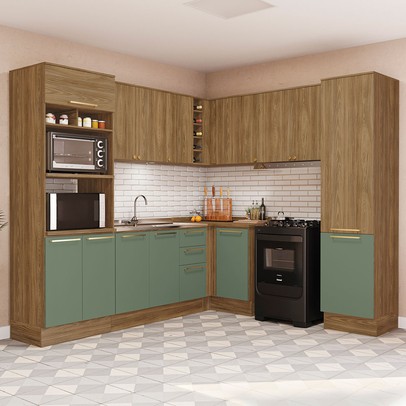 Paneleiro 50 Cm Isabel 2 Portas Nogueira/Verde - Kappesberg