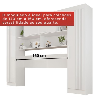 Guarda-Roupa Casal Modulado Andorra 10 Portas 4 Gavetas Ripado com Espelho Branco - Pnr Móveis