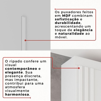 Guarda-Roupa Casal Modulado Andorra 10 Portas 4 Gavetas Ripado com Espelho Branco - Pnr Móveis