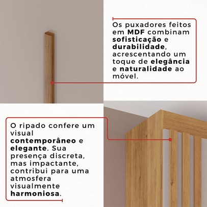 Guarda-Roupa Casal Modulado Andorra 10 Portas 4 Gavetas Ripado com Espelho Cinamomo/Off White - Pnr Móveis