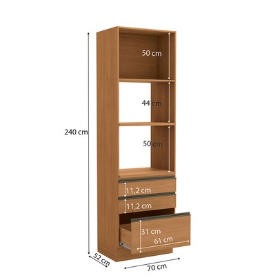 Torre Quente Mônica 1 Porta 3 Gavetas Canela - Kappesberg