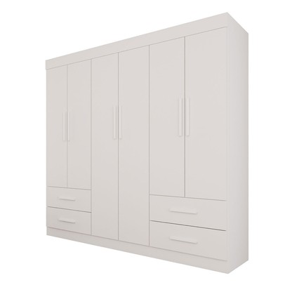Guarda-Roupa Casal Kali 6 Portas 4 Gavetas Branco - Pnr Móveis