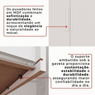 Guarda-Roupa Casal Kali 6 Portas 4 Gavetas Branco - Pnr Móveis