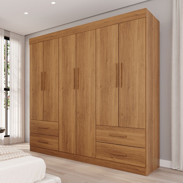 Guarda-Roupa Casal Kali 6 Portas 4 Gavetas Cinamomo - Pnr Móveis