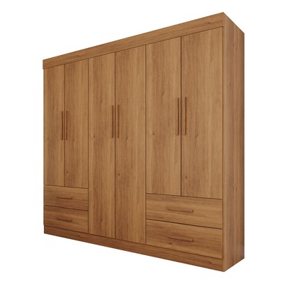Guarda-Roupa Casal Kali 6 Portas 4 Gavetas Cinamomo - Pnr Móveis