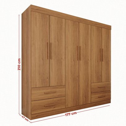 Guarda-Roupa Casal Kali 6 Portas 4 Gavetas Cinamomo - Pnr Móveis