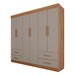 Guarda-Roupa Casal Kali 6 Portas 4 Gavetas Cinamomo/Off White - Pnr Móveis
