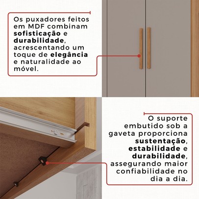 Guarda-Roupa Casal Kali 6 Portas 4 Gavetas Cinamomo/Off White - Pnr Móveis