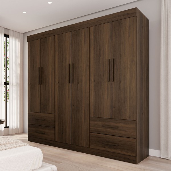 Guarda-Roupa Casal Kali 6 Portas 4 Gavetas Savana - Pnr Móveis