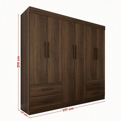 Guarda-Roupa Casal Kali 6 Portas 4 Gavetas Savana - Pnr Móveis