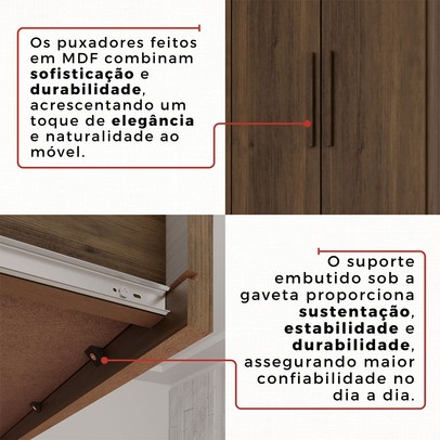 Guarda-Roupa Casal Kali 6 Portas 4 Gavetas Savana - Pnr Móveis
