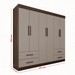 Guarda-Roupa Casal Kali 6 Portas 4 Gavetas Savana/Off White - Pnr Móveis