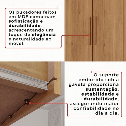 Guarda-Roupa Casal Kali 6 Portas 4 Gavetas com Espelho Cinamomo - Pnr Móveis