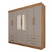 Guarda-Roupa Casal Kali 6 Portas 4 Gavetas com Espelho Cinamomo/Off White - Pnr Móveis